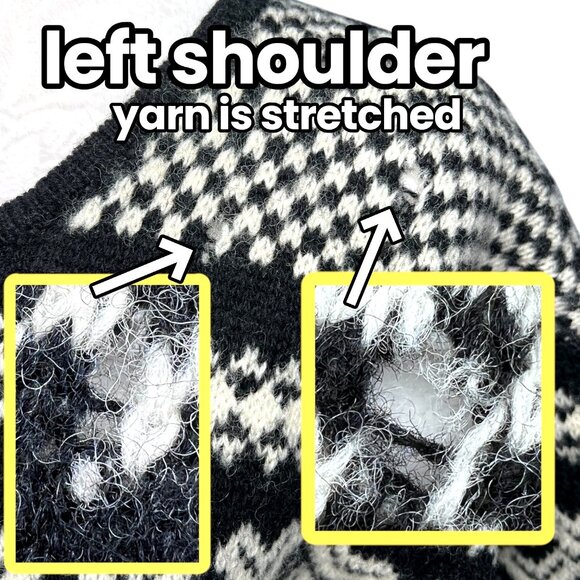 Susan Bristol Vintage Wool Sweater Fair Isle Nordic Black White Small - Picture 10 of 10